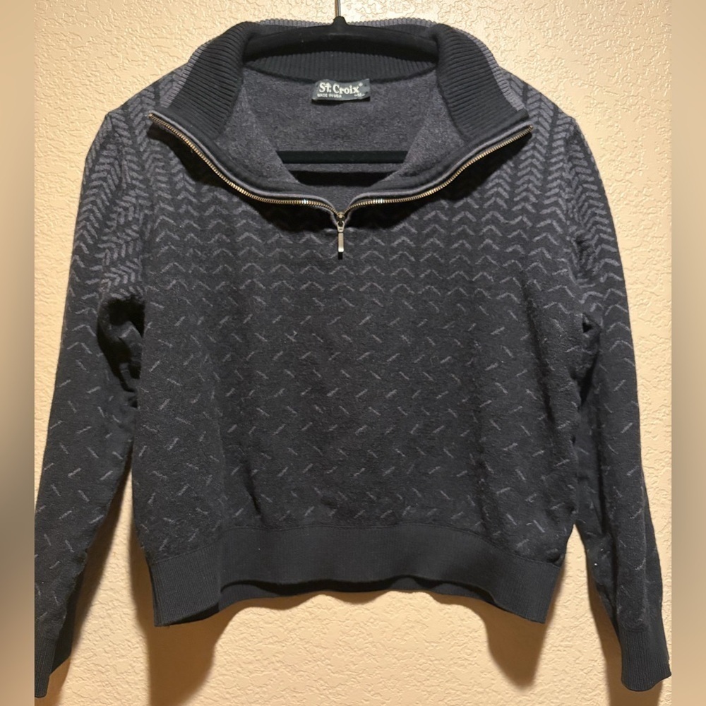 St. Croix Women's 100% Wool Gray Quarter Zip Sweater Size M